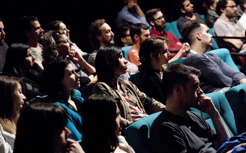 Audience at the preview of 'Transcranial' at Resonate 2014